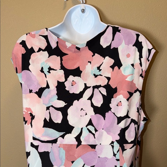 Black Label Evan Picone Floral Midi Dress Size 16 Sleeveless A-Line Stretch - Picture 8 of 13